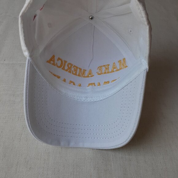 New MAGA - 45-47 - Flag - Trump - White with Gold Baseball Cap - Adjustable Fit - Picture 8 of 10